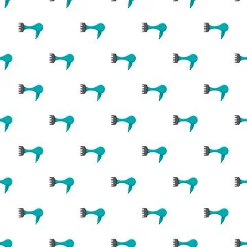 Repeating turquoise hair dryer pattern on white background Illustrazione stock