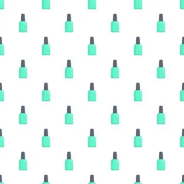 Repeating turquoise nail polish bottles pattern on white background 库存插图