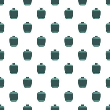 Repeating turquoise pottery jar pattern on white background Stock Illustration