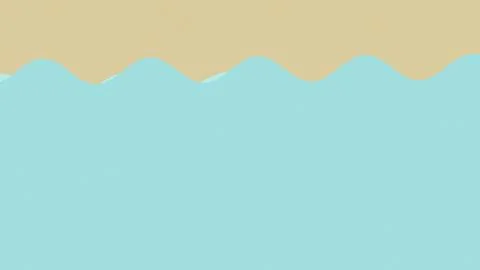 Repeating turquoise waves flow along the upper portion of a beige field, cr.. Stock Illustration