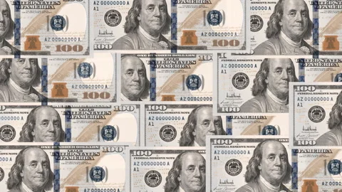 Repeating US Hundred Dollar Banknotes in Animated Money Background Vídeos de archivo 347411142