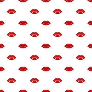 Repeating vampire bloodsucking mouth pattern on white background イラスト素材