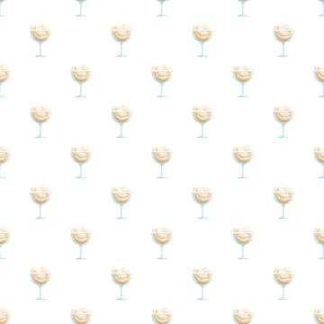 Repeating vanilla ice cream glasses seamless pattern background Stock Illustration