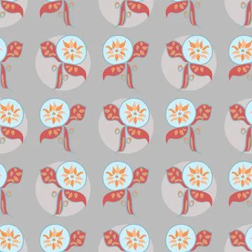 Repeating Vector Floral Pattern In Grey And Pink Stock Illustration