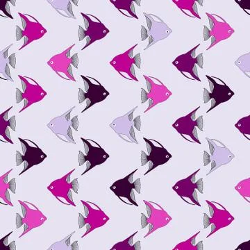 Repeating vector  pattern with aquarium fish angelfish Stock Illustration