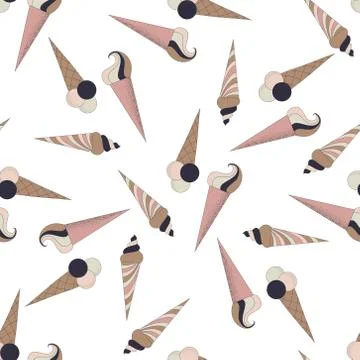 Repeating vector  pattern with cute ice cream horns 스톡 일러스트