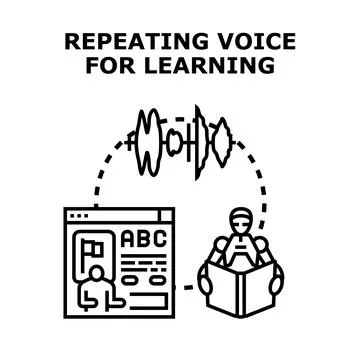 Repeating voice for digital learning concept Stock Illustration