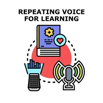 Repeating voice technology facilitating learning and education development Stock Illustration