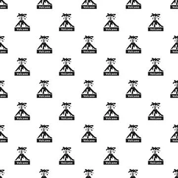 Repeating volcano eruption pattern black and white illustration Stock Illustration