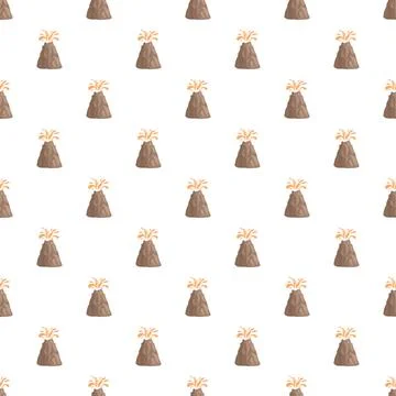 Repeating volcano eruption pattern on white background Illustrazione stock