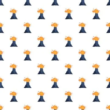 Repeating volcano eruption pattern on white background Stock Illustration