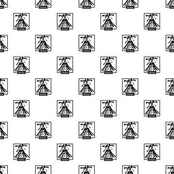 Repeating volcano eruption symbol seamless pattern background Stock Illustration
