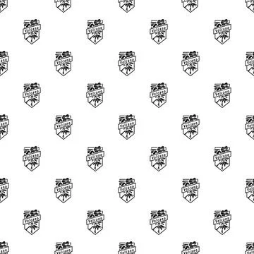 Repeating volcano shield logo pattern background Stock Illustration