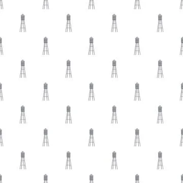 Repeating water tower structures forming seamless pattern Stock Illustration
