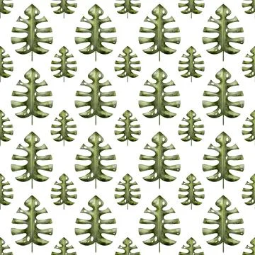 Repeating watercolor leaves pattern for textile and wrapping paper design Stock Illustration