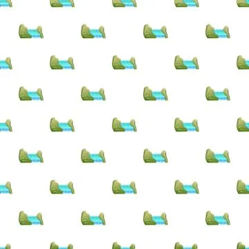 Repeating waterfall illustration pattern on white background 스톡 일러스트
