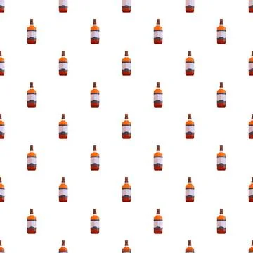 Repeating whiskey bottle pattern creating a seamless background Stock Illustration