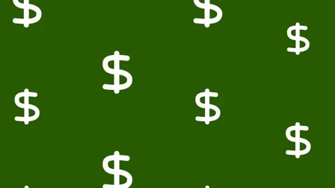 Repeating white dollar signs on a dark green background symbol money Stock Footage 320102917