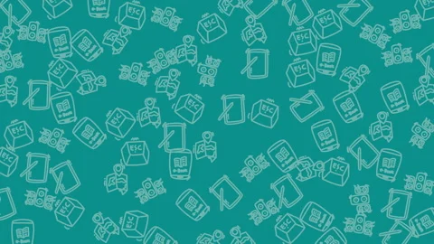 Repeating white outlined objects on teal background, versatile for patterns Stock Footage 334602623