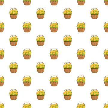 Repeating wicker baskets with yellow flowers pattern 库存插图
