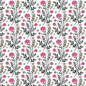 Repeating wildflower pattern with soft botanical textures Stock Illustration