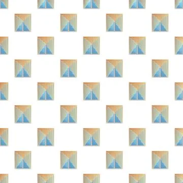 Repeating window pattern with curtains and sky view Illustrazione stock