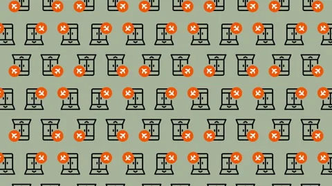 Repeating Window Pattern with Orange Accents for Design Projects. Stock Footage 325403915