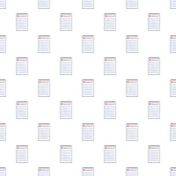 Repeating wishlist notepad pattern for shopping and goals Ilustración de archivo