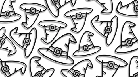 Repeating witch hat pattern background for spooky halloween video projects Stock Footage 324858322