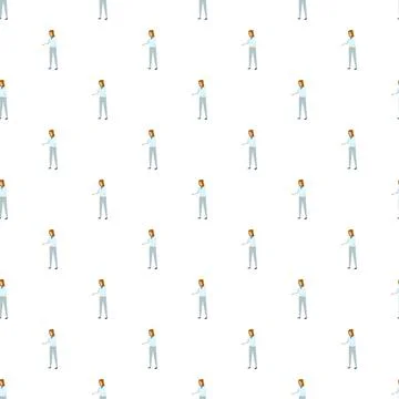Repeating woman cartoon pattern creating a seamless background Illustrazione stock