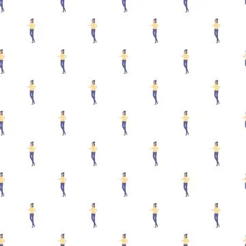 Repeating woman character standing pattern background Stock Illustration