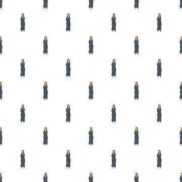 Repeating woman figure pattern on white background Illustrazione stock