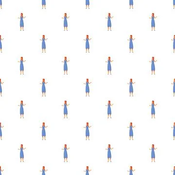 Repeating woman pattern creating seamless blue background Stock Illustration