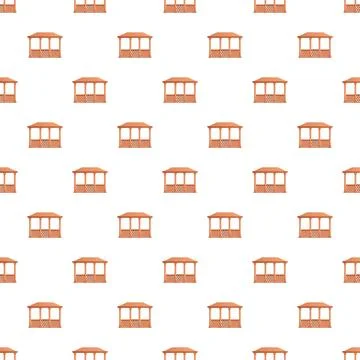Repeating wooden gazebo pattern on white background Stock Illustration