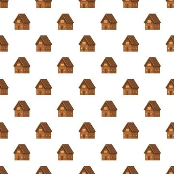 Repeating wooden house pattern on white background イラスト素材