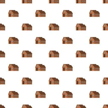 Repeating wooden house seamless pattern creating background Stock Illustration