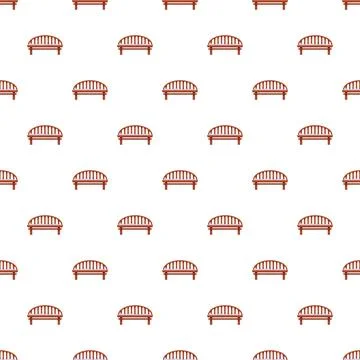 Repeating wooden park bench pattern on white background Stock Illustration