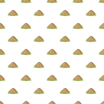 Repeating wooden primitive huts creating seamless pattern Stock Illustration
