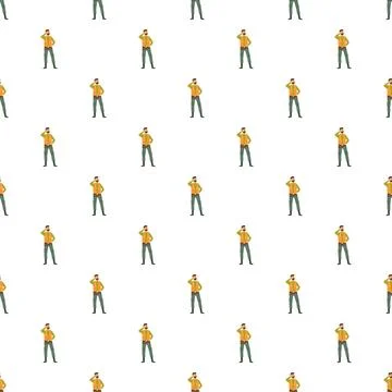 Repeating worker cartoon pattern on white background Illustrazione stock