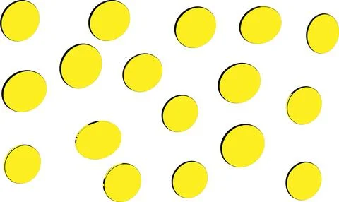 Repeating yellow circular elements over white background, representing mult.. Stock Illustration