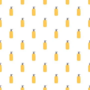 Repeating yellow pump bottles pattern texture background Stock Illustration