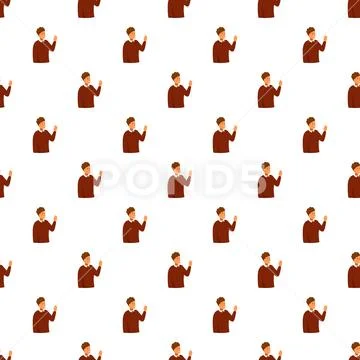 Repeating young man waving hand gesture pattern イラスト素材