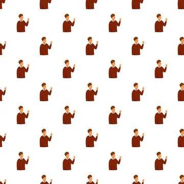 Repeating young man waving hand gesture pattern Stock Illustration