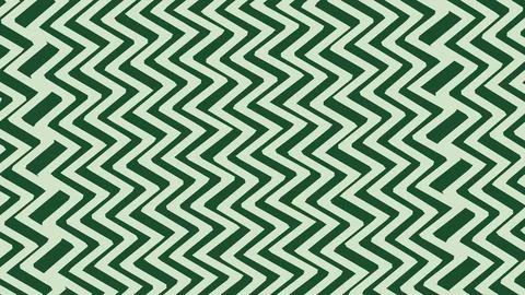 A repeating zigzag pattern with dark green and cream colors creates a bold ge 库存插图
