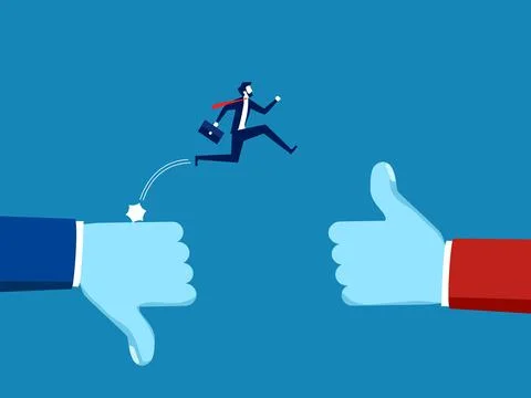 Repent, develop. Businessman jumps at great opportunity Ilustración de archivo