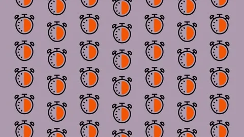 Repetitive Alarm Clock Pattern on a Soft Purple Background. Stock Footage 325405447