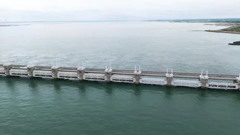 Repetitive engineering defines massive concrete pillars intricate white metal Stock Footage 327657541