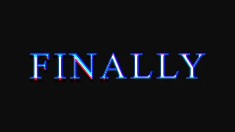 Repetitive FINALLY text animation with glitch effect during nighttime for c.. Video stock 344035120