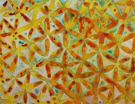 Repetitive golden six petals pattern. Stock Illustration