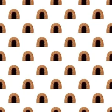 Repetitive pattern of cave entrances with dark interiors Stock Illustration